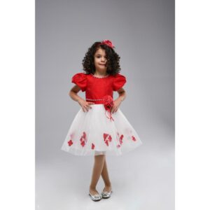 Rochie eleganta fete rosie cu flori Pamina Kids