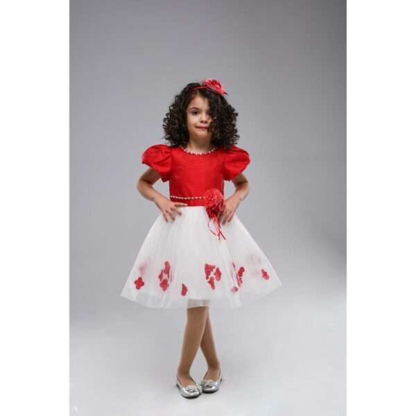 Rochie eleganta fete rosie cu flori Pamina Kids