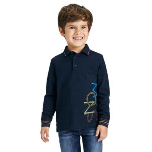 Tricou polo baieti Mayoral bleumarin cu maneca lunga