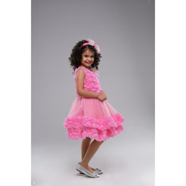 Rochie eleganta roz cu flori Pamina Kids