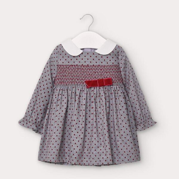 Rochie fetite gri cu buline