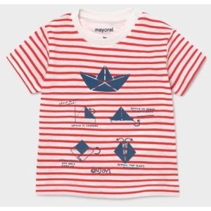 Tricou baieti Mayoral cu dungi rosii si imprimeu origami
