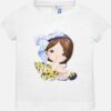 Tricou alb din bumbac cu imprimeu Mayoral
