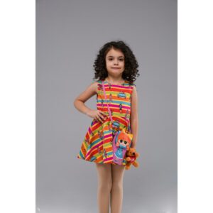 Rochie fete din bumbac cu imprimeu