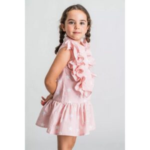 Rochie fetite Rosalita Senoritas roz pudrat cu stelute albe