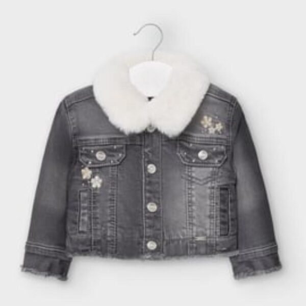 Geaca denim cu guler detasabil bebe