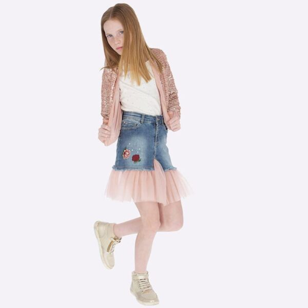 Fustă Fete Denim cu Tulle Mayoral