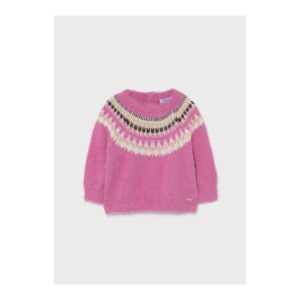 Pulover fetițe Mayoral roz cu model jacquard