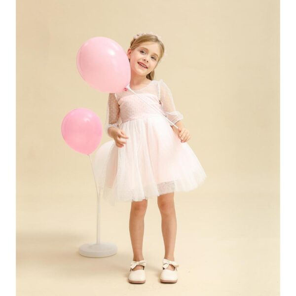 Rochie elegantă fete, din tulle roz3