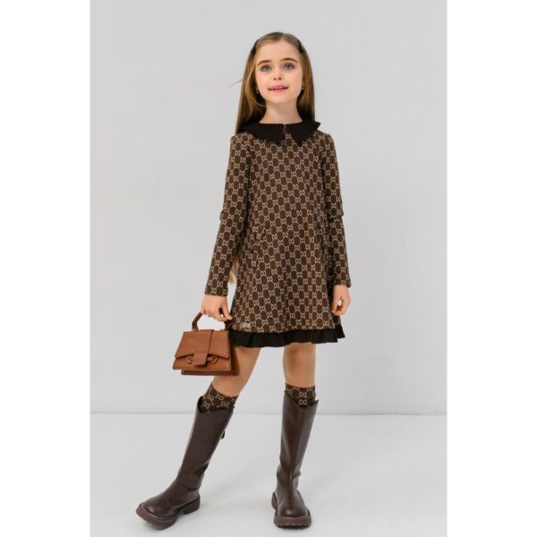 Rochie Eleganta Fete cu Volane Chocolate