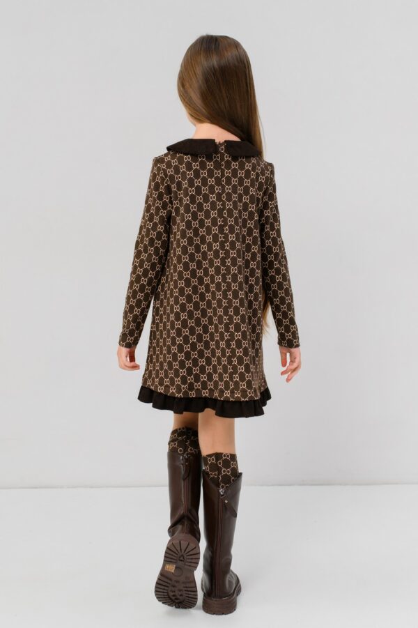 Rochie Eleganta Fete cu Volane Chocolate