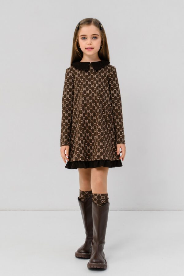 Rochie Eleganta Fete cu Volane Chocolate