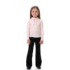 Bluză fete roz cu fundă, tricot reiat | KidsFashionStore